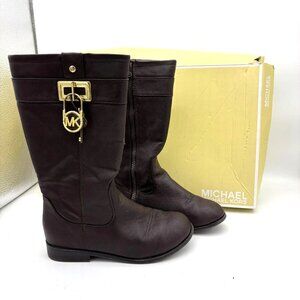 Michael Michael Kors Riding Boots Dina Brown Solid Closed Toe Casual Girl Size 1